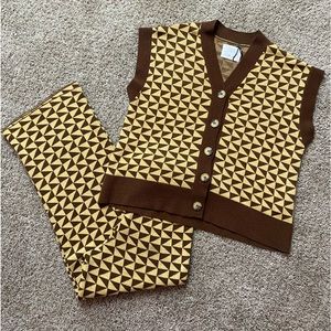 ZARA Jacquard Vest W/ Matching Pants